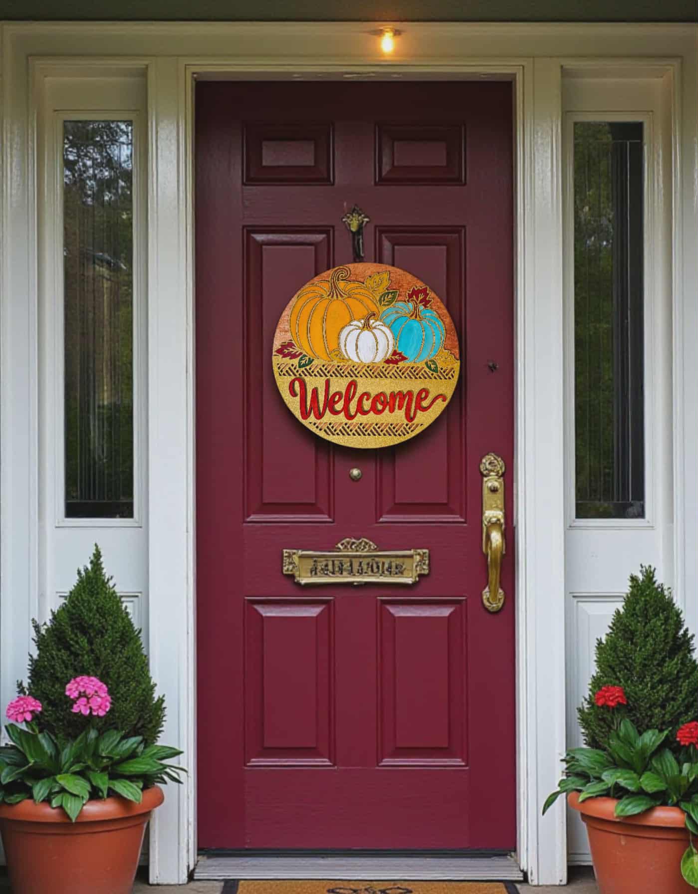 Three Pumpkin Fall Door Hanger